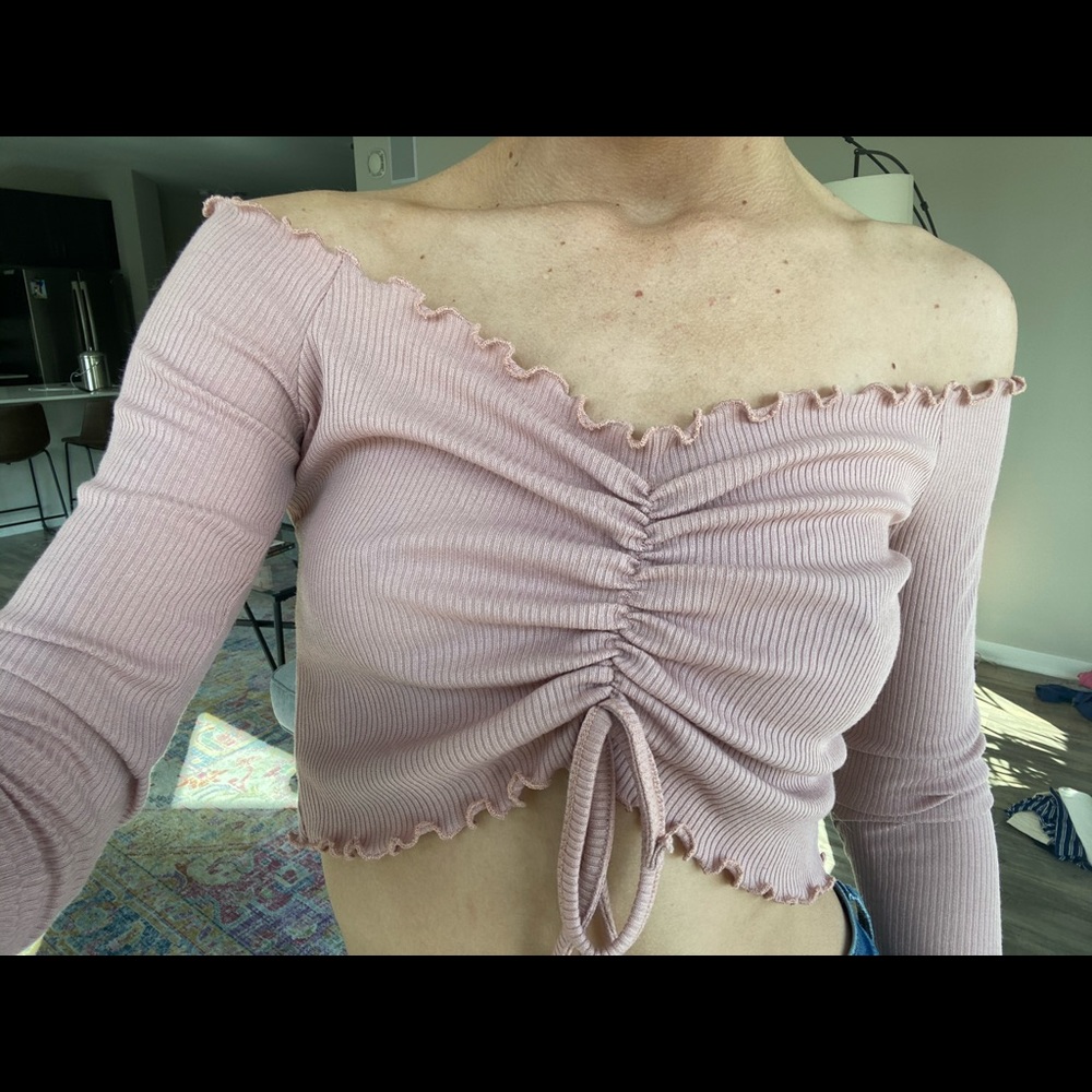 Pretty Little Thing Long Sleeve Off Shoulder Crop